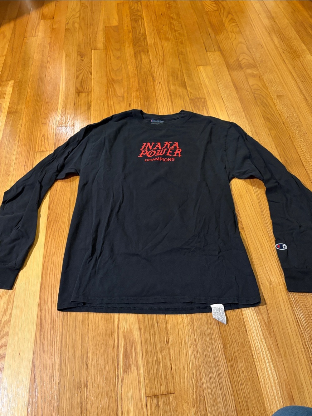 Inaka Power Black Long-Sleeve Tee with Red Chest Logo